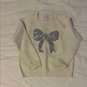 Jumping Beans Ivory Sweater with Glittering Silver Bow